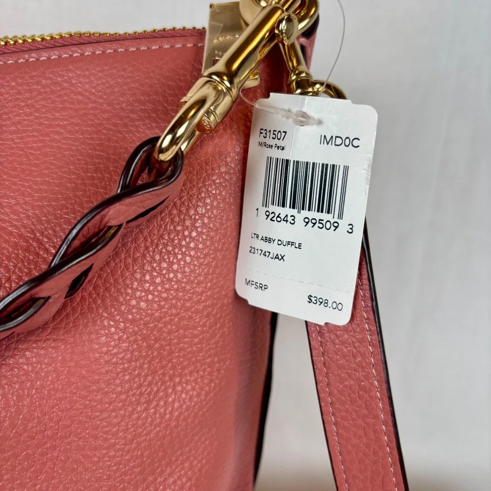 Coach‎ Abby Duffle Rose Petal Pink Pebbled Leather Shoulder Bag F31507 NEW